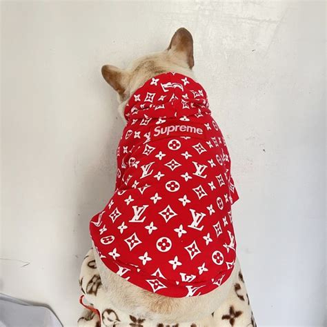 louis vuitton dog hoodie red|Louis Vuitton red hoodie supreme.